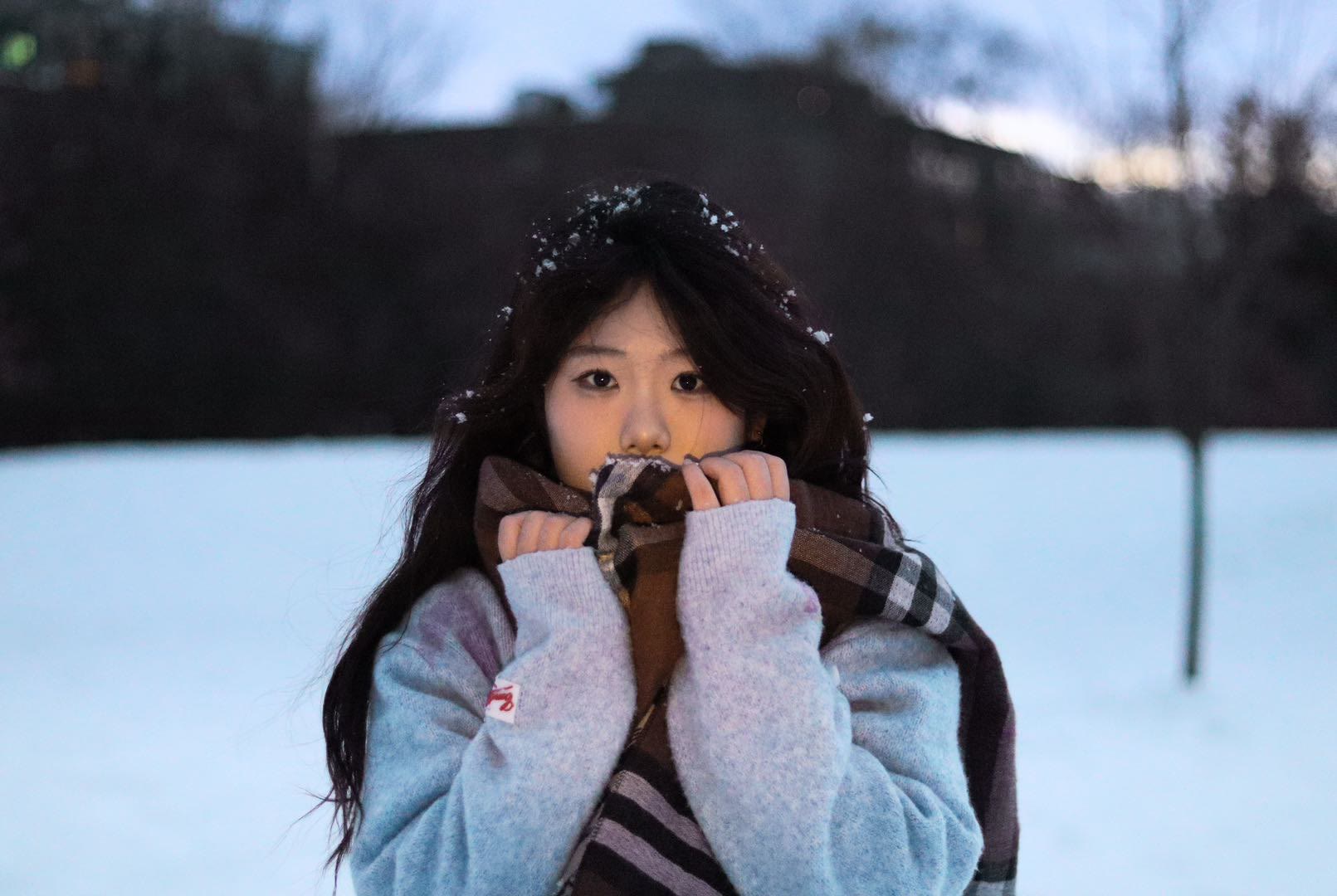 Winter portrait in blue evening light in Ottawa